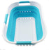 SAMMART 19L (5 Gallon) Collapsible Super Mini 3 Handled Plastic Laundry Basket - Foldable Pop Up Storage Container/Organizer - Space Saving Hamper/Basket (1, White/Bright Blue)