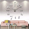Mirror Surface Decorative Clock 3D DIY Wall Clock for Living Room Bedroom Office Hotel Wall Decoration (Silver)