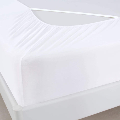 Box Spring Cover California King Size, Elastic Fabric Wrap Around 4 Sides Bed Skirt, Sleek Alternative for Bed Skirts for Hotel/Home, Fits Box Springs up to 13, White