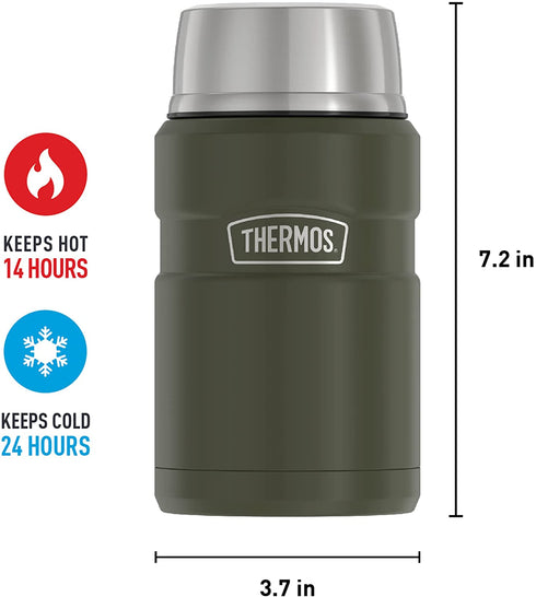 THERMOS Stainless King Vacuum-Insulated Food Jar , 24 Ounce, Matte Green