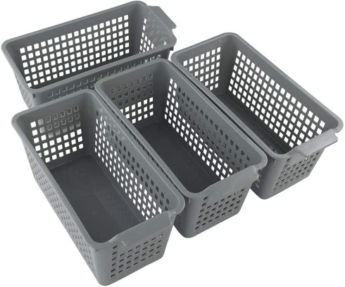 Doryh Plastic Baskets for Organizing, Grey, Set of 4