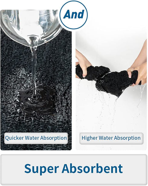 MontVoo Bath Mat Rug- Luxury Soft Absorbent Plush Microfiber Black Bathroom Rugs Mats Non Slip Washable Bath Mats Rugs for Bathroom Floor Sink Tub Shower Rug Bathmat 16?x24?