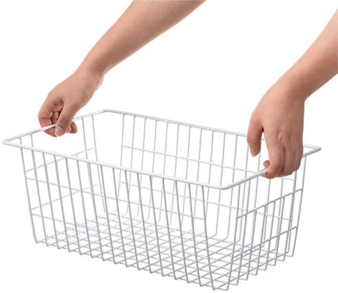SANNO Large Wire Freezer Storage Baskets,Farmhouse Metal Wire Basket Freezer Storage Organizer Wire Storage Basket for Kitchen Pantry Organizer Bins,14"x11"x6"