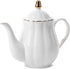 BTaT- Porcelain Tea Pot with Stainless Steel Infuser, 38 oz, White, Tea Pot with Gold Trim, Teapot with Infuser, Porcelain Teapot, Tea Brewing Pot, Teapots for Loose Tea, Tea Pot with Strainer