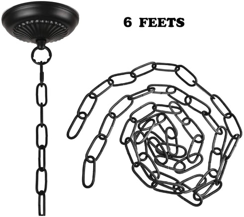 Sangle Soppfy Vingage Canopy Kit and Pendant Light Fixture Chain for Chandelier or Swag Light Fixtures ,Maximum Weight of 50 Pounds , 6 feet ,Heavy Duty,5 Inches Diameter, Black
