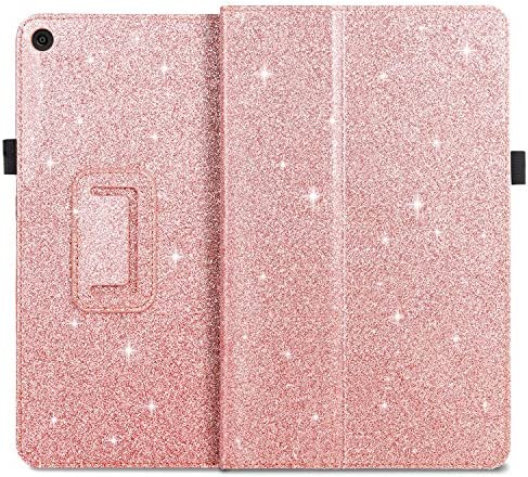 Fingic Amazon Fire HD 10 Case 2017&2019,Kindle Fire HD10 2017/2019 Cases, Luxury Sparkly Folio Folding Stand Cover with Holder & Auto Wake/Sleep Smart Case for Fire HD 10 inch Tablet Case,Rose Gold