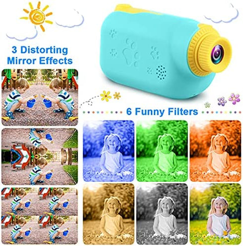 GKTZ Kids Camera for Boys, Digital Video Camcorder Children Camera Birthday Gift Toys for Boys and Girls Age 3 4 5 6 7 8 9, Toddler Boys Camera with 32GB SD Card - Light Blue