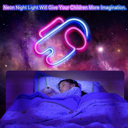 Among Us Game Neon Sign - LED Neon Lamp USB & Batteries Powered for Wall Decor,Neon Lights for Game Room,Bedroom,Gamer Gifts