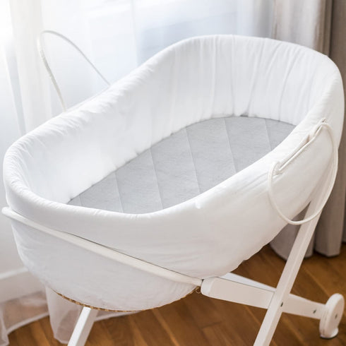 Bassinet Mattress Pad Cover, Compatible with Rectangle/Hourglass/Oval Bassinet Mattress , 2 Pack Waterproof and Soft Cotton Sheet, Breathable Bamboo Sleep Surface (Microfiber-GY)