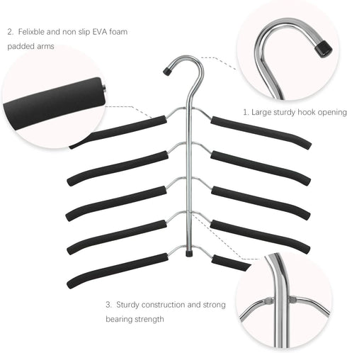 DOIOWN Blouse Tree Hangers Clothes Hangers Non Slip Space Saving Stainless Steel Shirt Hangers Sweater Hangers Coats Hangers Closet Organizer (2, Black)