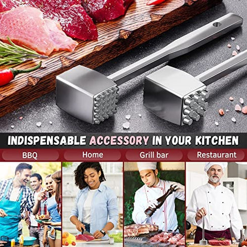 Meat Tenderizer 1 pcs - Aluminium Meat Mallet - Dual-Sided Meat Tenderizer Tool Kitchen Meat Pounder Home Meat Hammer for Tenderizing Ice Steak - Stainless Veal & Chicken Safe Meat Beater 1309479