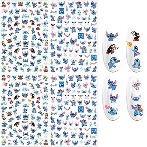 4 Sheets Cartoon Nail Art Stickers Decals 3D Self Adhesive Nail Art Supplies Cute Cartoon Nail Stickers DIY Nail Designs Sticker Luxury Designer Nail Stickers for Girls Women Kids