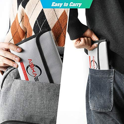 2PACK 8"x 5" Fireproof Money Bag,Small Fireproof Bag,Fireproof Wallet Bag, Non-Itchy Silicone Coated Fire & Water Resistant Safe Bag. Fireproof Safe Storage for Money,Keys,Jewelry and Passport