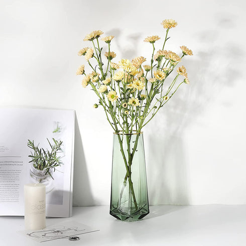Luxspire Tall Glass Vase for Flowers,Large Clear Vase Morden Ins Style,Crystal Vases Flowers Hand Blown Glass Home Decoration Living Room Office Bathroom Decor,8.7 Inch,Green