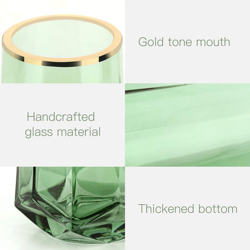 Luxspire Tall Glass Vase for Flowers,Large Clear Vase Morden Ins Style,Crystal Vases Flowers Hand Blown Glass Home Decoration Living Room Office Bathroom Decor,8.7 Inch,Green