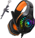 YOUXU Orange Gaming Headset for New Xbox One PS4 PC Laptop Tablet with Mic, Over Ear Headphones, Noise Canceling, Stereo Bass Surround for Kids Mac Smartphones Cellphone