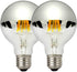 LUXON Half Chrome Light Dimmable,LED Filament Vintage Bulb with Mirror 6W (60W Equivalent) G80/G25 E26 Medium Base Warm White 2700K, 2 Pack