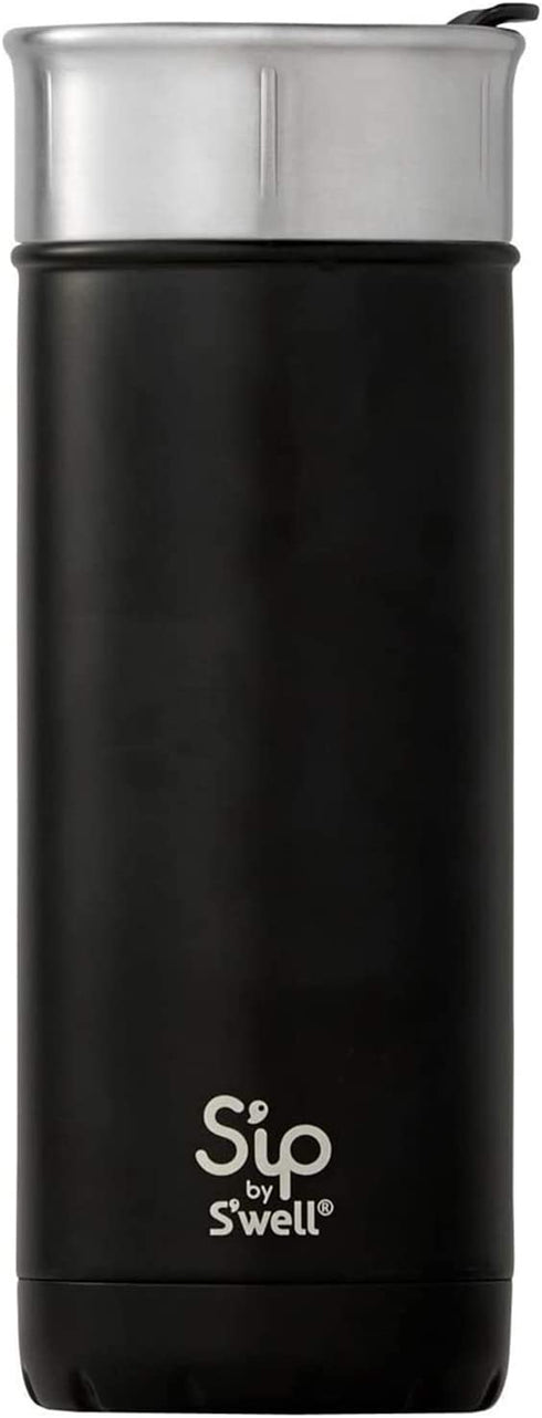 Sip by Swell Stainless Steel Travel Mug ,16 Fl Oz , Coffee Black ,Double Layered Vacuum-Insulated Travel Mug Keeps Coffee Tea And Drinks Cold for 16 Hours and Hot for 4