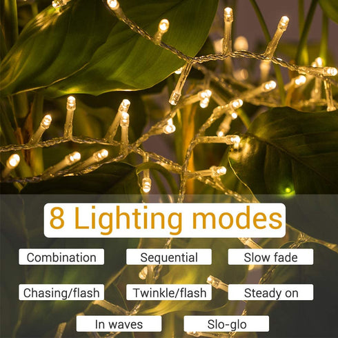 83ft 1000 LEDs Christmas String Lights, Quntis Christmas Decoration Lights Outdoor Indoor, Waterproof Clear Wire Warm White Plug in Fairy Light, 8 Modes Twinkle Lights for Christmas Tree