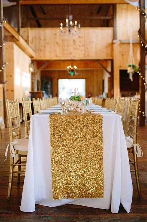 B-COOL Gold Table Runners 4 Pieces 12x72 Inch Gold Party Table Decorations for Rectangle Gold Decor Gold Sequin Runner