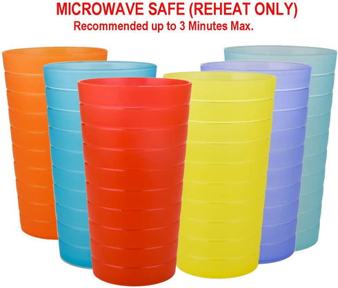 AOYITE Plastic Tumblers Drinking Glasses Set of 12 | Break Resistant 22 oz Plastic Cups | 6 Assorted Colors Restaurant Quality | BPA Free