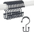 Titanker Shower Curtain Hooks Rings, Rust-Resistant Metal Double Glide Shower Hooks for Bathroom Shower Rods Curtains, Set of 12 Hooks - Matte Black