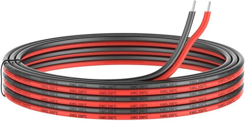 22 Gauge Silicone Electric Wire, EvZ 33ft 22AWG Flexible 2 Conductor Parallel Cable, 2pin Red Black, High Temperature Resistant, Single Color LED Strip Extension