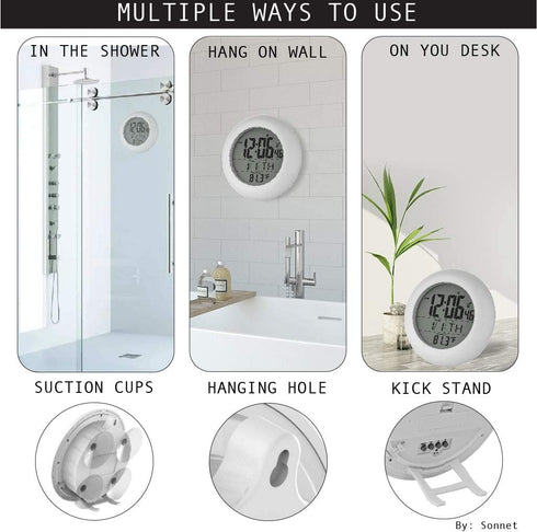 Sonnet SONNET-T-4691 Shower Suction Clock, White