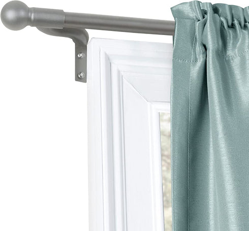 MAYTEX Easy Install Café Window Curtain Rod No Measuring Needed, 18"-48", with Decorative Round Finials, 18 inch - 48 inch, Brushed Nickel