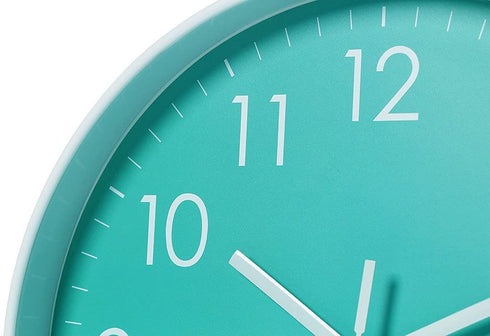 Modern Simple Wall Clock Indoor Non-Ticking Silent Sweep Movement Wall Clock for Office, Bathroom, Living Room Decorative 10 Inch Teal
