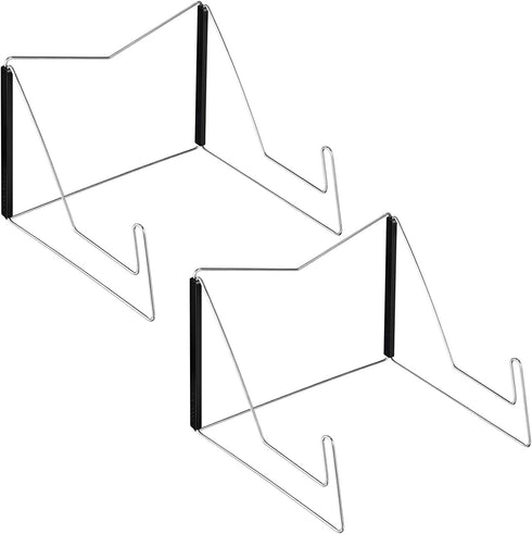 2 Pieces Book Stands, Adjustable Reading Stand, Music Book Easel Display Holder, Fold-n-Stow Metal Bookstand, Small Book Rest for Kitchen Countertops (Black)