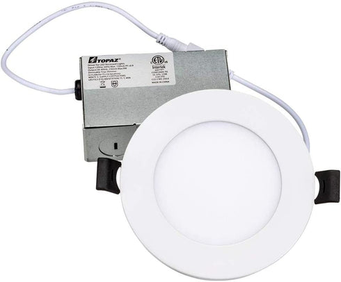 Topaz Lighting 70902, (Replaces Item 77229) 9 Watt 4 Inch Round LED Slim Fit Recessed Downlight, 3000K Half Inch Profile, 530 Lumens, 90 CRI, Snaps Into Ceiling, No Lighting Can Needed