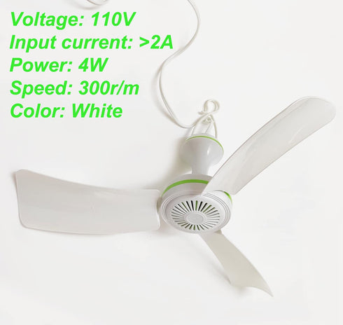 Mini Portable Ceiling Fan Hanging Personal Fans 110V Wall Plug Electric Mute Energy-Saving Fans Bedroom Breeze Gazebo Fan Attic Basement