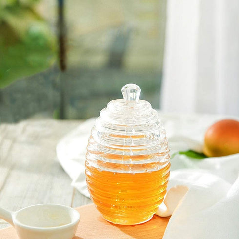 Honey Jar, Honey Jars with Dipper, Glass Made Honey Dipper and Honey Pot for Storing and Dispensing Honey, 265ml