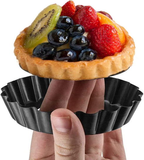 8 Pack Tart Pan 9.5 Inch & 4 Inch Mini Tart Pans Removable Bottom Quiche Pan Non-Stick Deep Baking Dish Pie Pan Heavy Duty Carbon Steel for Mousse Cakes, Dessert Baking- 1 Silicone Oil Brush