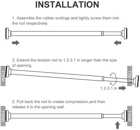 Ausemku Shower Curtain Rod Tension - 26-40 Inch Never Rust Non-Slip Spring Tension Curtain Rod No Drilling Stainless Steel Curtain Rod Use Bathroom Kitchen?Brown?
