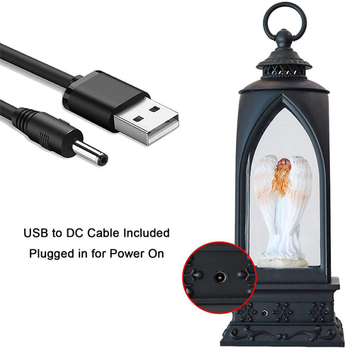 Eldnacele 12? Christmas Snow Globe Lantern Angel with Music & Timer, USB Lined/Battery Operated Lighted Water Glittering Nativity Lantern for Christmas Festival Centerpiece Decoration Gifts Angel