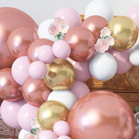 Pink Balloon Arch Kit 140 Pcs, TOPLLON Baby Shower Decorations for Girl with Rose Gold Metallic Baby Pink Balloons Garland for Bridal Shower Birthday Party Decorations