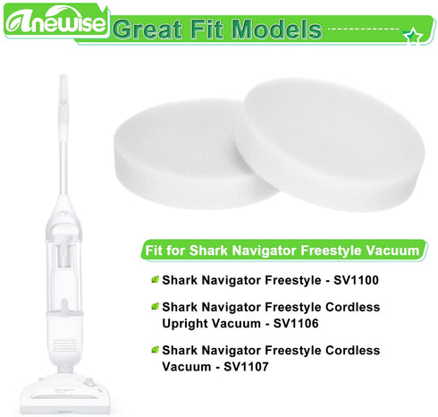 Anewise 4Pack Filter Kit for Shark Navigator Freestyle SV1106, SV1107 and SV1100. Compare to Part # XF1100T