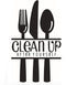 CUGBO Clean UP After Yourself Kitchen Wall Sticker, Fork Knife Spoon Wall Art Decor Mural for Kitchen Dining Room Restaurant Bar Decoration