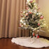 Silver Christmas Tree Skirt 36 Inches White Faux Fur Tree Skirts Sequin Snowflakes Plush Snowy Tree Mat for Artificial Trees Decorations