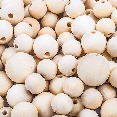 DICOBD 150pcs Wooden Beads Large Size (20mm, 25mm, 30mm) Natural Wooden Beads Round Wood Beads Rustic Country Wood Beads Suitable for Crafts, DIY Jewelry Making, Home Decoration