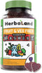 Herbaland Vegan Fruit & Veg Fiber Gummies for Kids - Sugar-Free, Gluten-Free, Gut Health Supplements, Organic, Natural Dietary Supplement, Healthy Digestive System - Black Currant Flavor, 60 Count