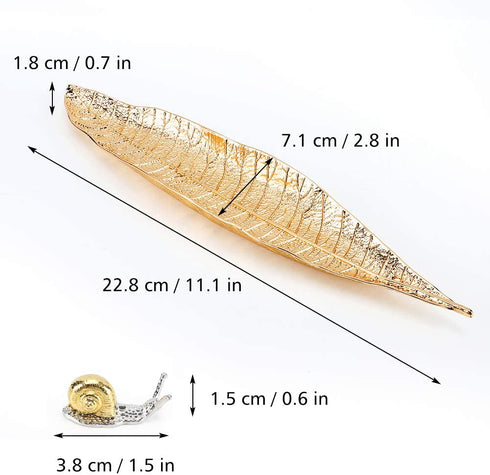 Accmor Incense Holder Set, Leaf and Snail Incense Burner, Incense Ash Catcher, Incense Sticks Holder for Counters, Meditation Room, Yoga, Home, Office, Gold