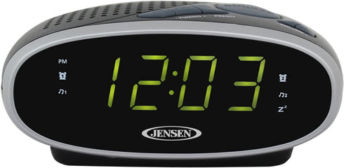 Jensen JENSEN JCR-175 AM/FM Alarm Clock Radio with 0.9-Inch Green LED Display, Black