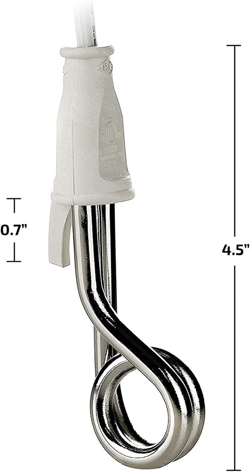 Ovente Electric Stainless Steel Immersion Heater for Tea Coffee & Beverage, 300 Watt Power Portable Submersible Instant Hot Water Warmer, Light Weight Easy Heating & Clean, White Pack of 2 CH3012