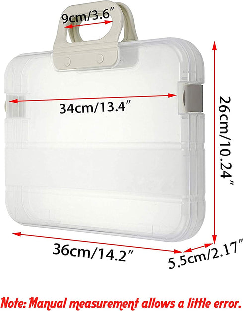 Lemical Portable Plastic Transparent File Boxes with Handle A4 Large Capacity Heavy Duty File Boxes Plastic Transparent Paper Storage Boxes Portable Documents Case Storage Boxes File Organizer Boxes