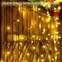 Solar Curtain Lights Outdoor,13ft(L) x 3.3ft(H),8 Mode,200 LED,Solar String Lights for Pool Glass Fence Handrail Railing Eaves Wall Pavilion Wedding Arch Decoration-Waterproof,Dark Green -Warm White