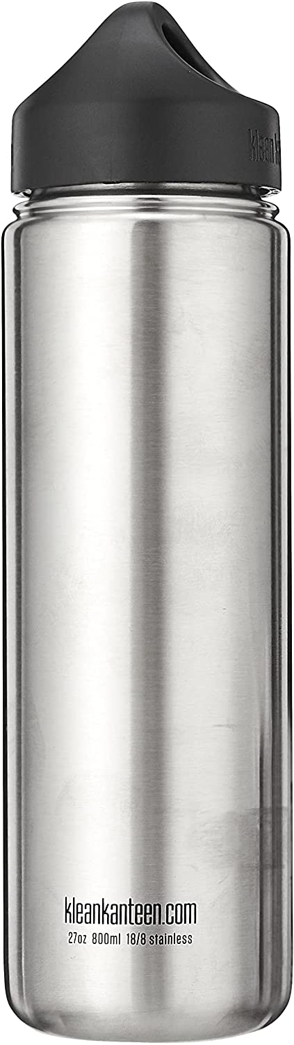 Klean Kanteen Wide Mouth Single Wall Stainless Steel Water Bottle with Leak Proof Stainless Steel Interior Cap