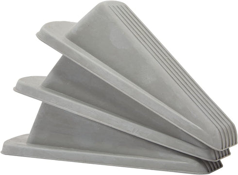 Large Rubber Door Stopper Wedge for Carpet, Wood, Tile Floor (Grey, 4.8 in, 12 Pack)
